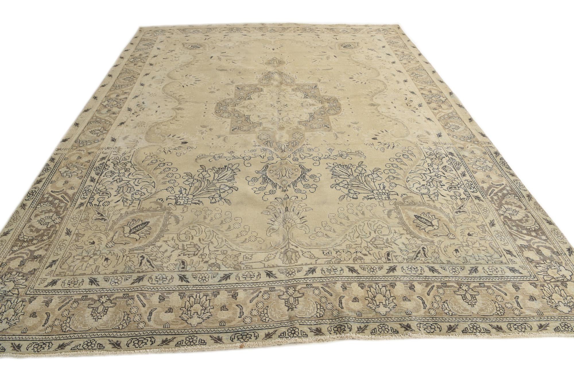 9' 8 x 12' 7 Hand Knotted Ultra Vintage Persian Wool Rug