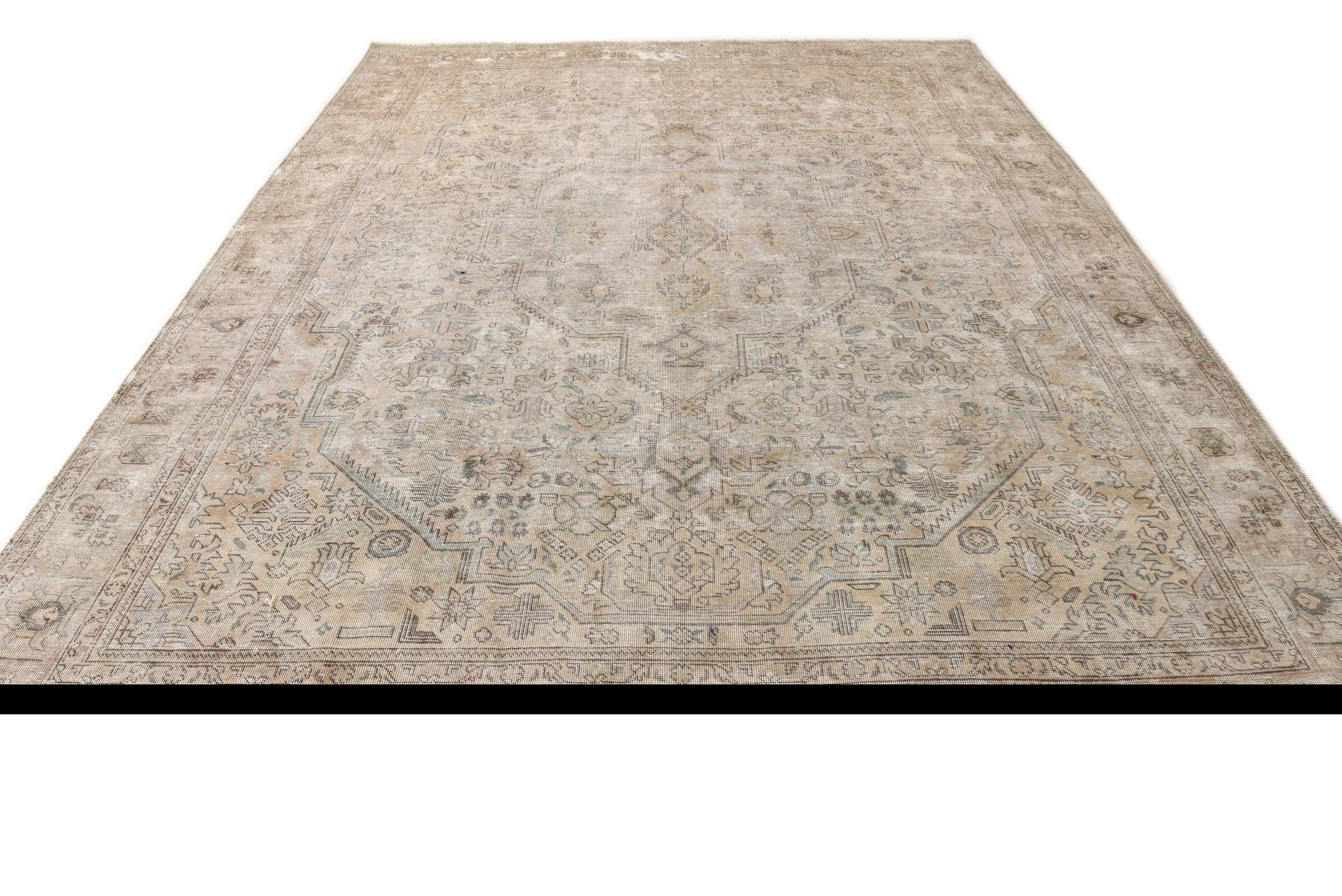 9' 8 x 12' 9 Hand Knotted Ultra Vintage Persian Wool Rug