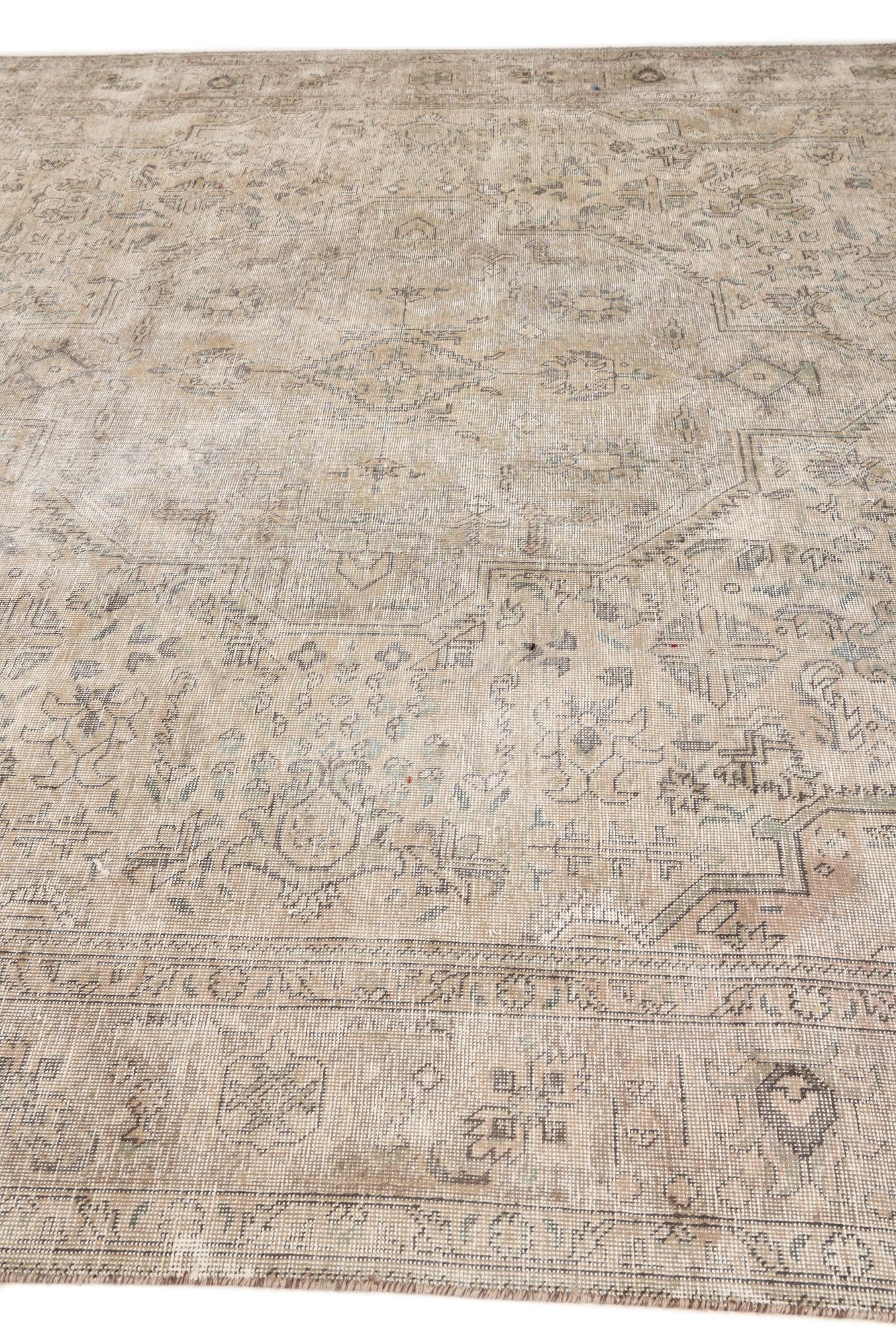 9' 8 x 12' 9 Hand Knotted Ultra Vintage Persian Wool Rug