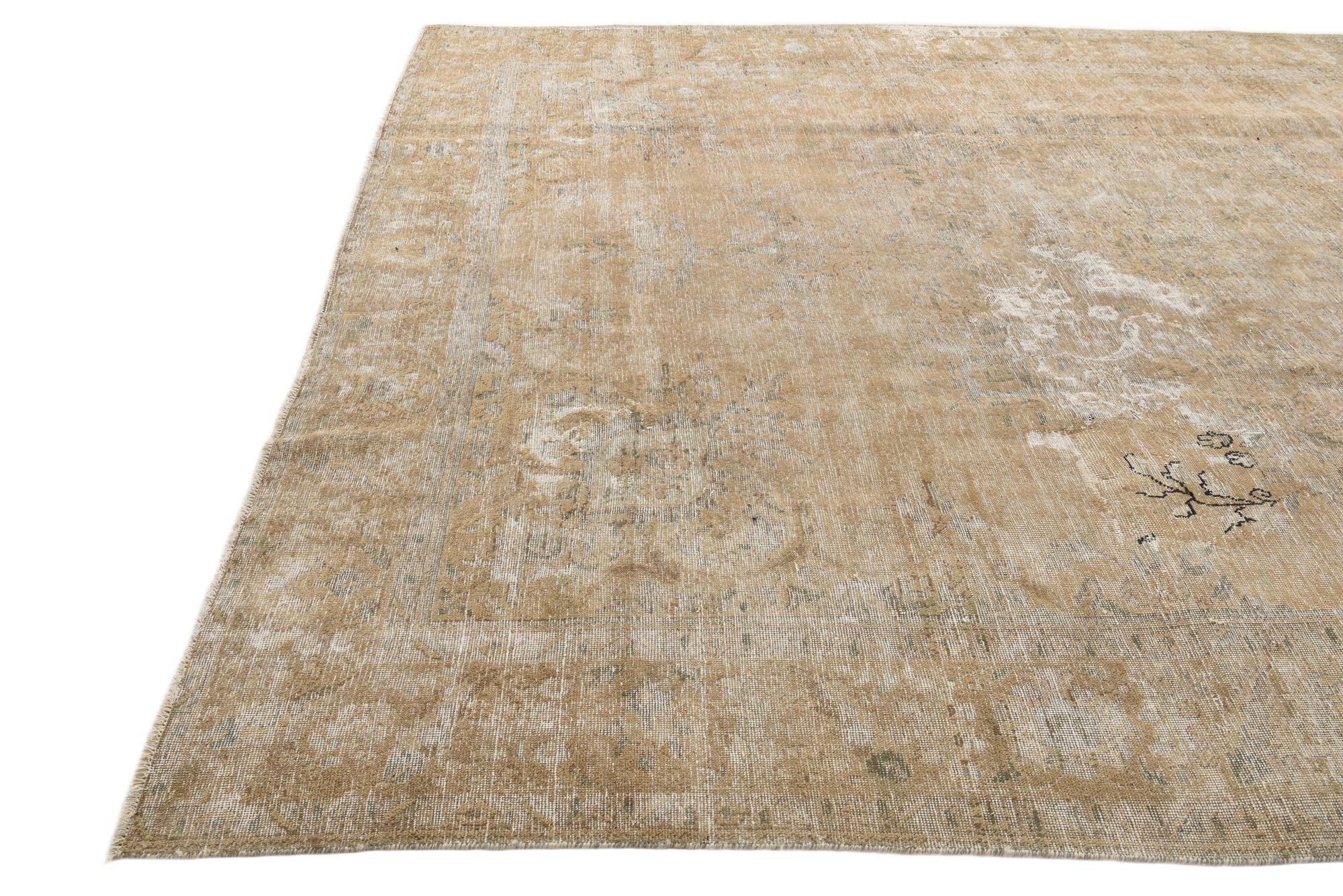 9' 4 x 12' 10 Hand Knotted Ultra Vintage Persian Wool Rug