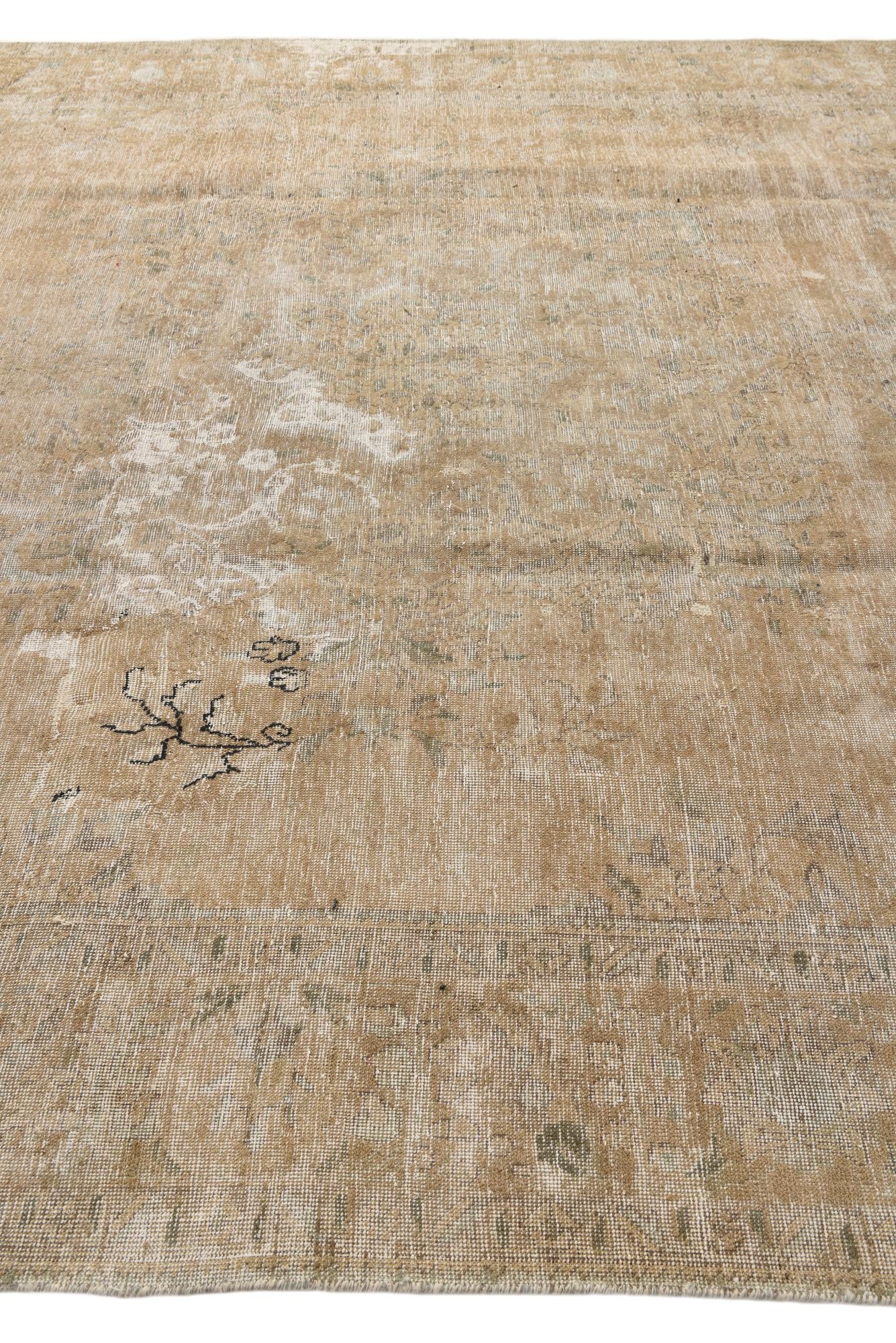 9' 4 x 12' 10 Hand Knotted Ultra Vintage Persian Wool Rug
