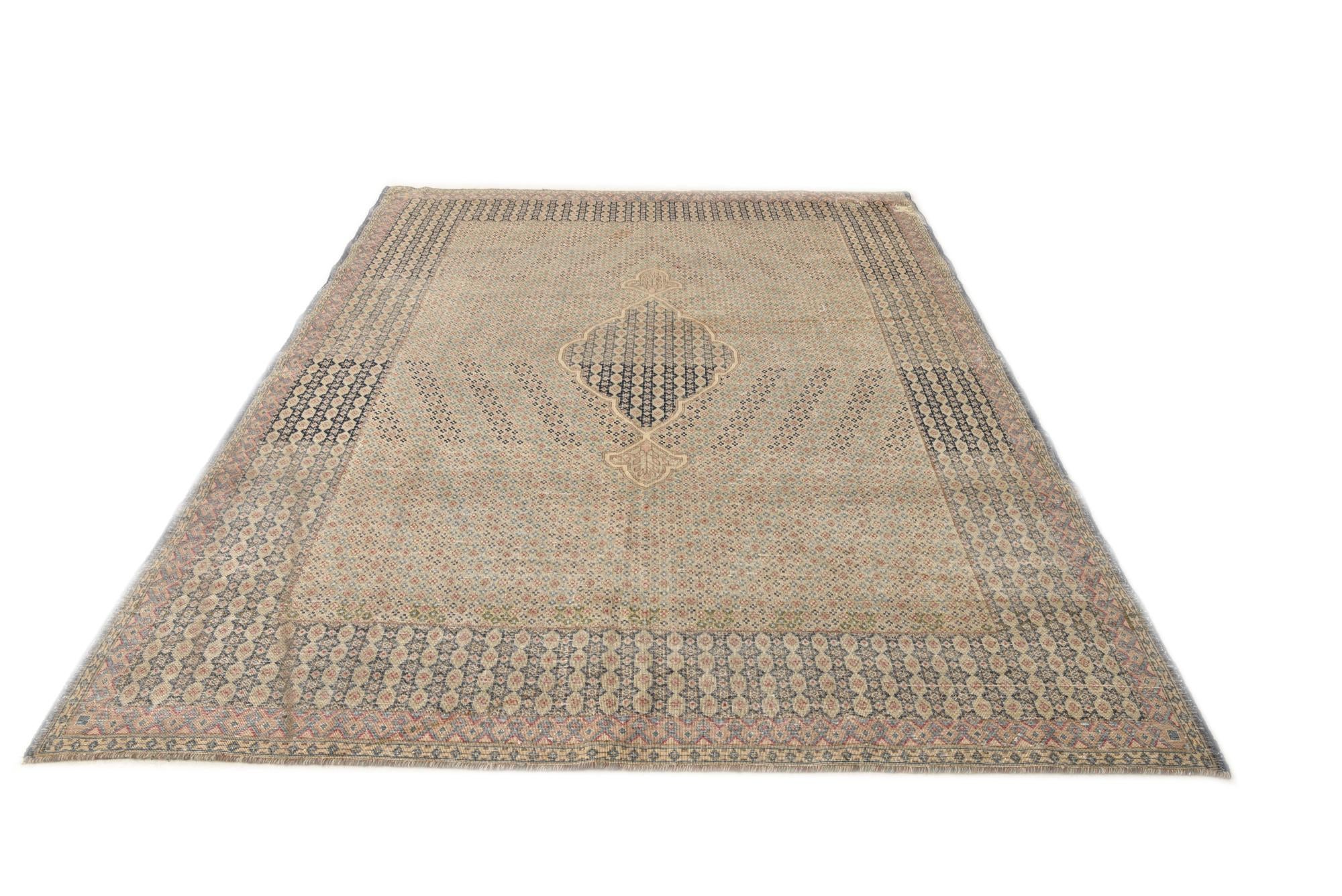 6' 10 x 9' 2 Hand Knotted Ultra Vintage Persian Wool Rug