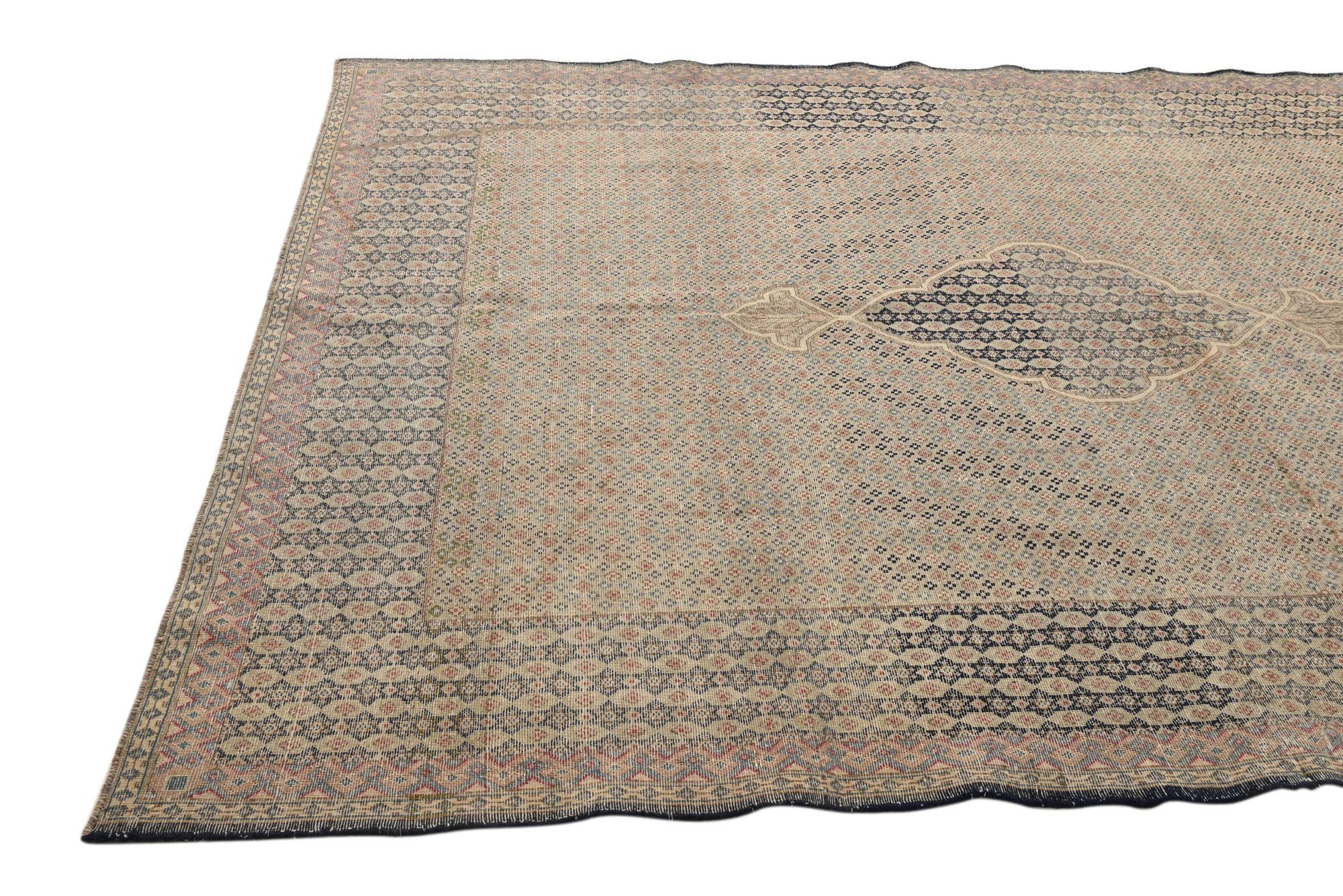 6' 10 x 9' 2 Hand Knotted Ultra Vintage Persian Wool Rug