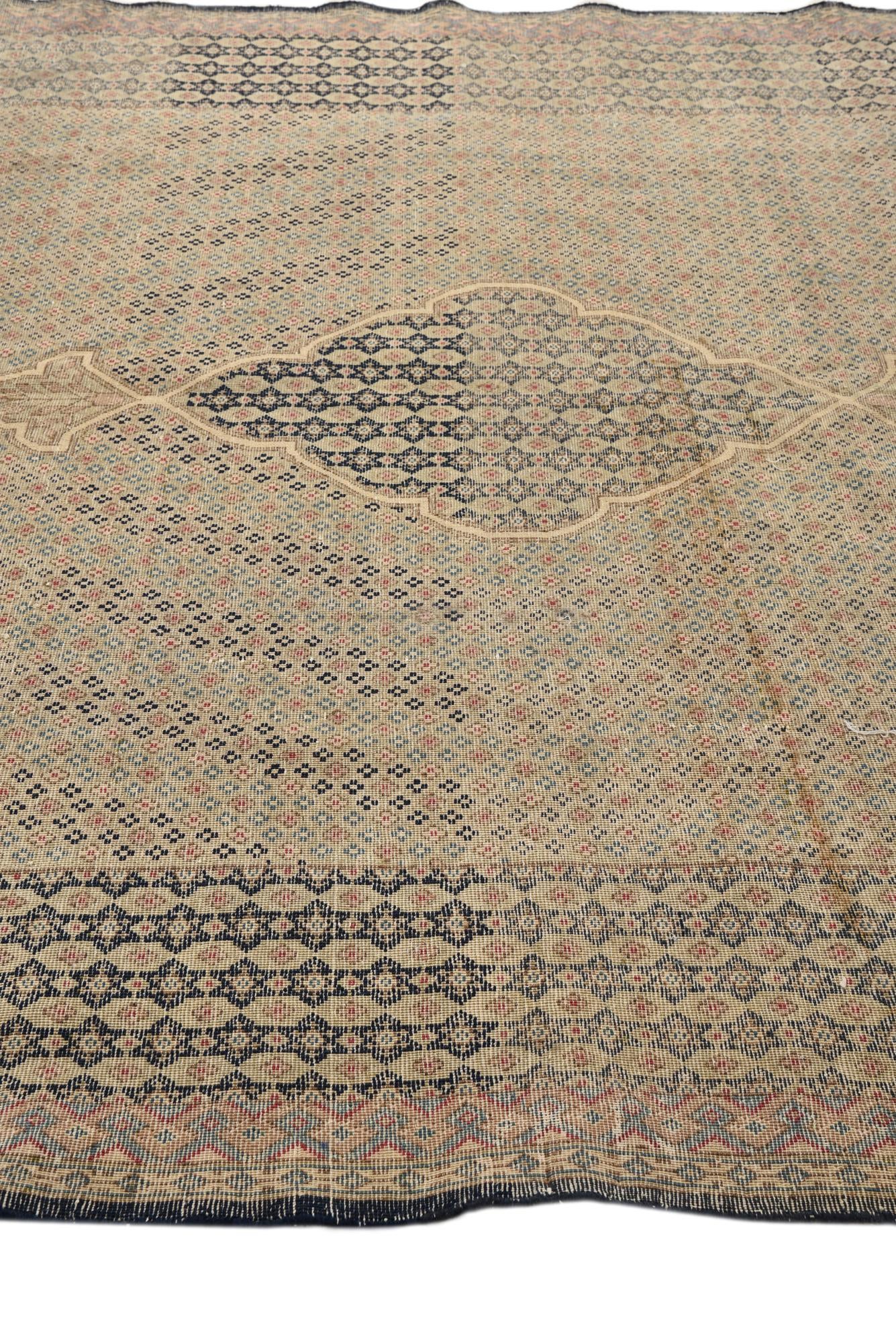 6' 10 x 9' 2 Hand Knotted Ultra Vintage Persian Wool Rug