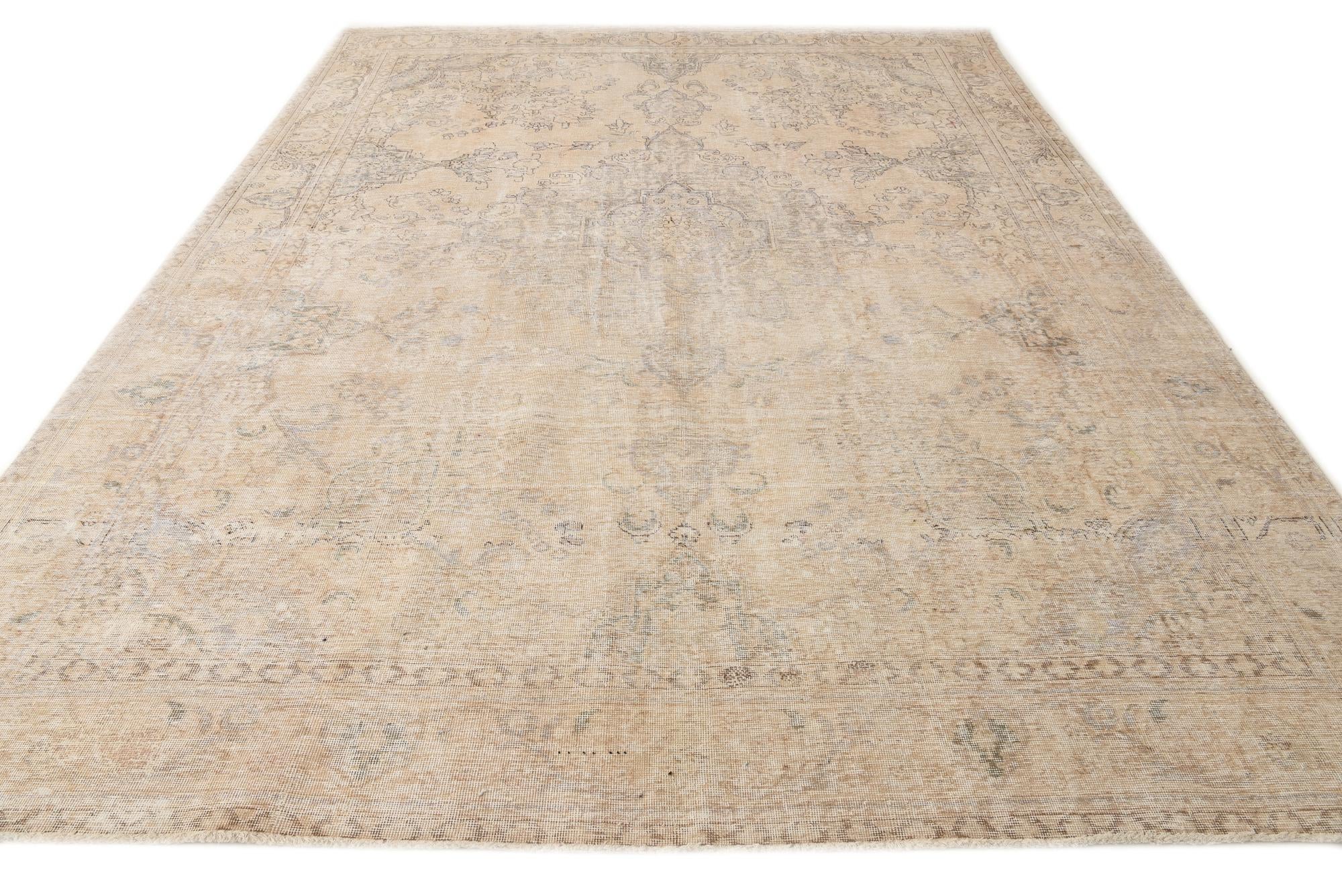 9' 4 x 13' 1 Hand Knotted Ultra Vintage Persian Wool Rug