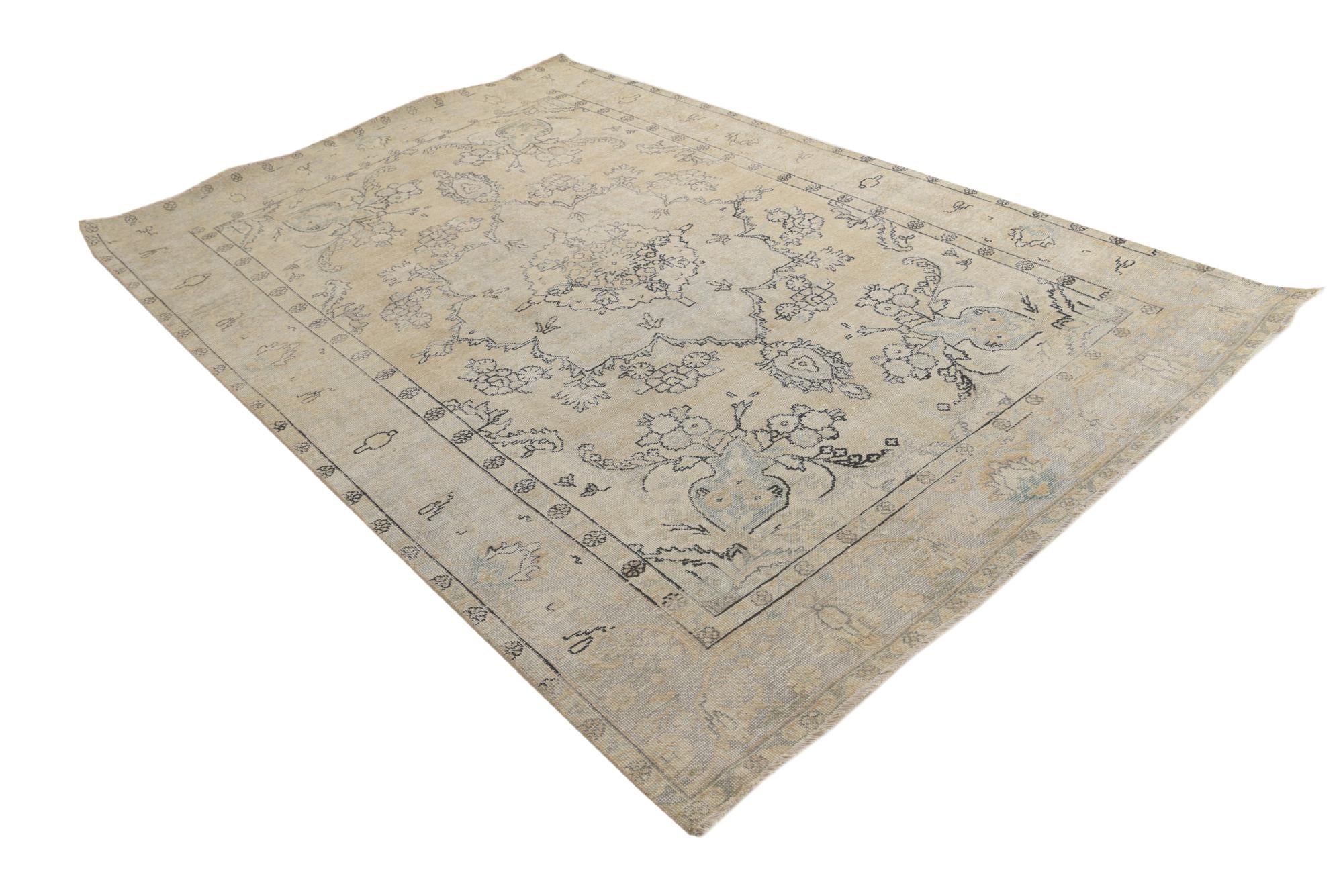 6' 4 x 9' 7 Hand Knotted Ultra Vintage Persian Wool Rug