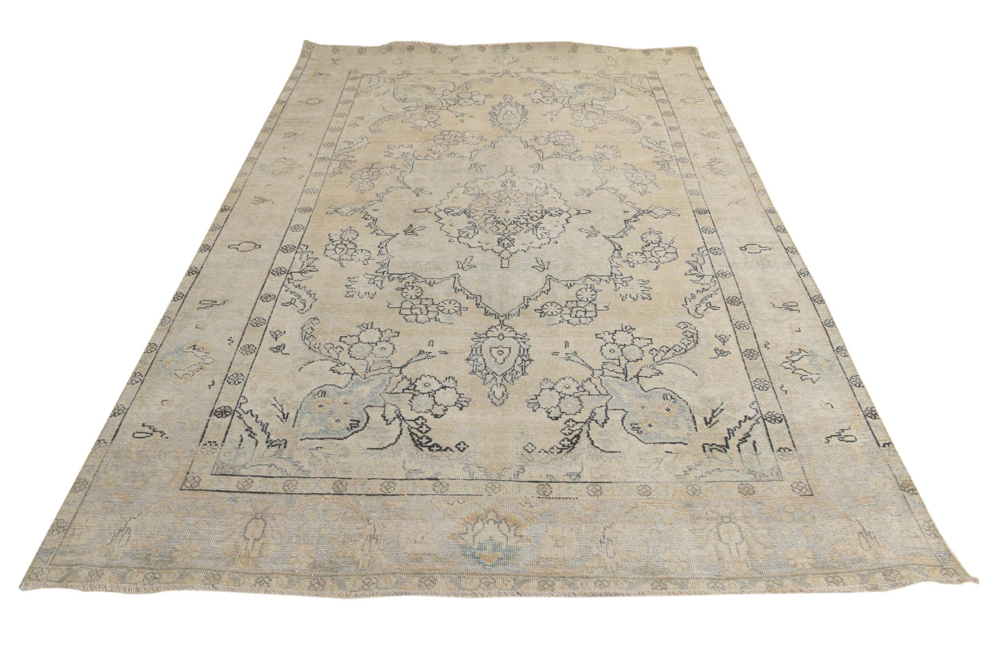 6' 4 x 9' 7 Hand Knotted Ultra Vintage Persian Wool Rug