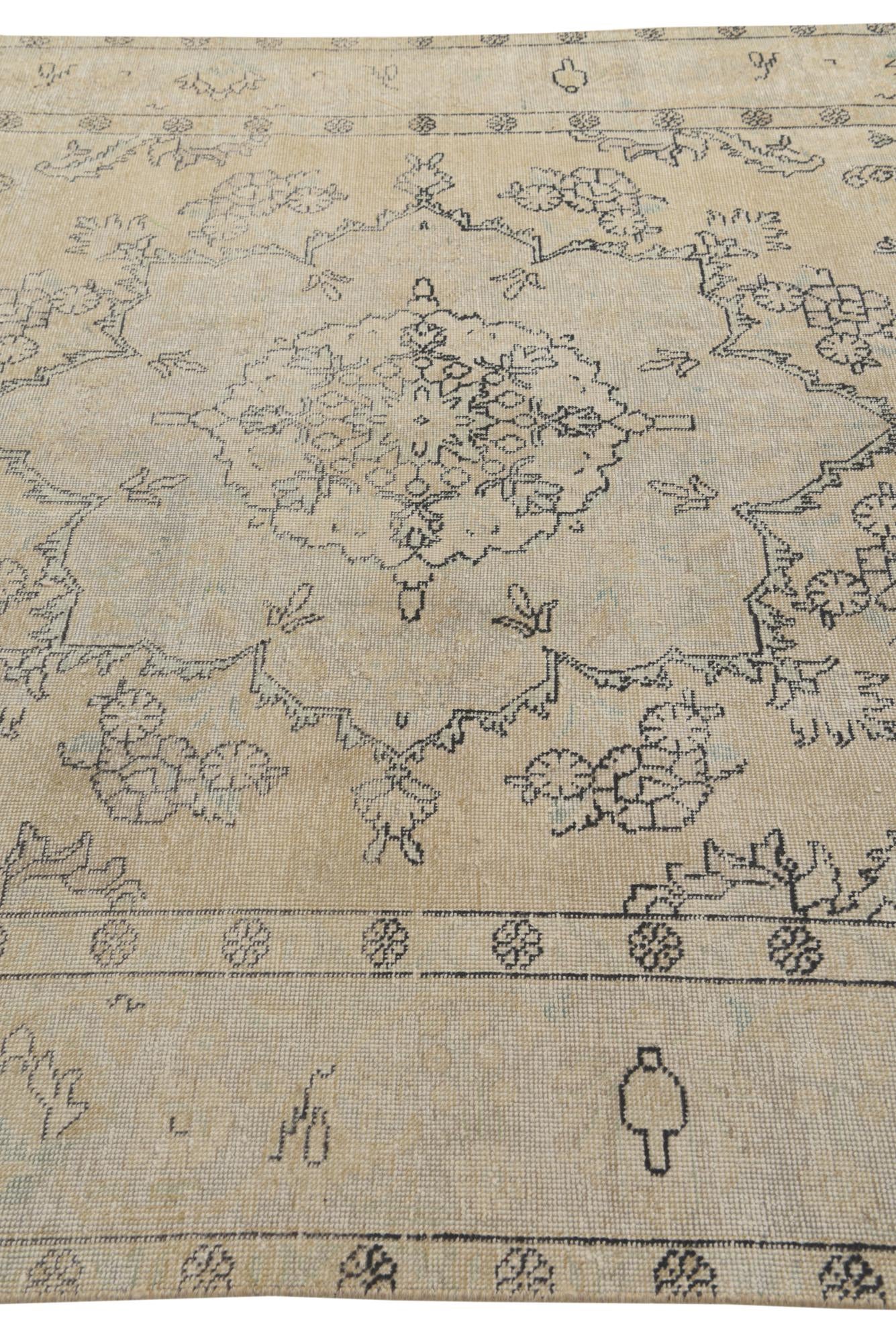 6' 4 x 9' 7 Hand Knotted Ultra Vintage Persian Wool Rug