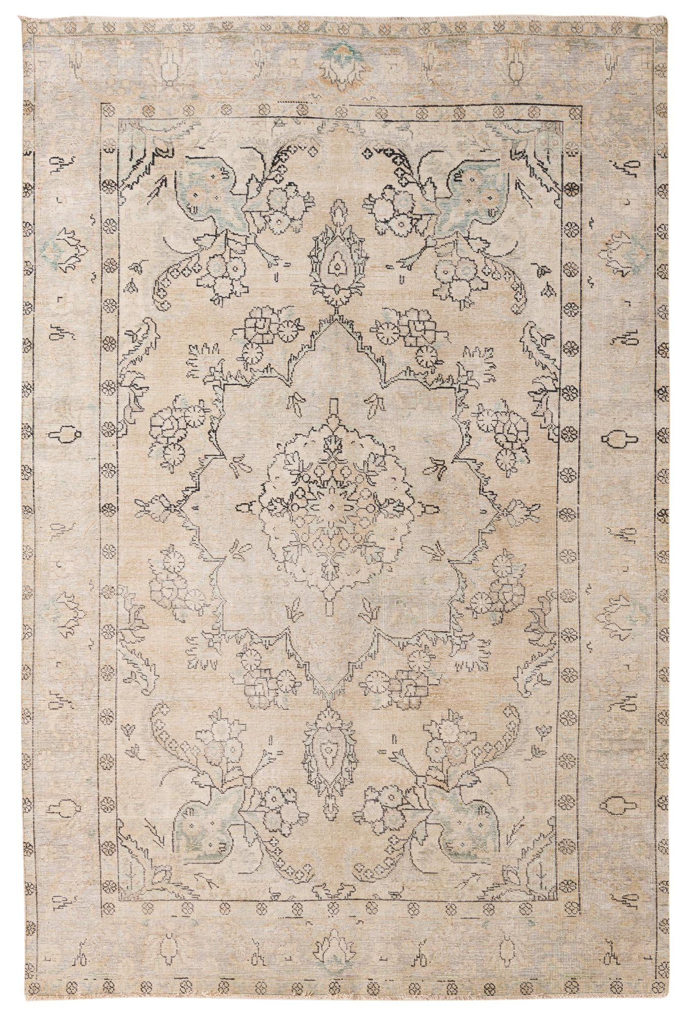 6' 4 x 9' 7 Hand Knotted Ultra Vintage Persian Wool Rug