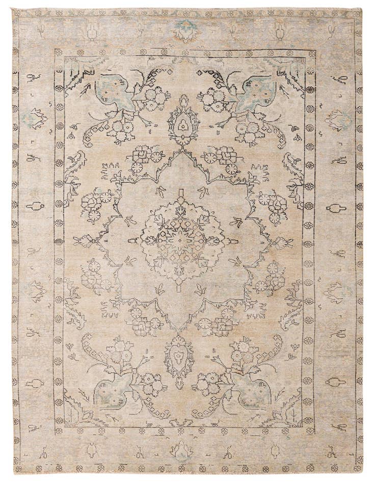 Detail image of 6' 4 x 9' 7 Hand Knotted Ultra Vintage Persian Wool Rug