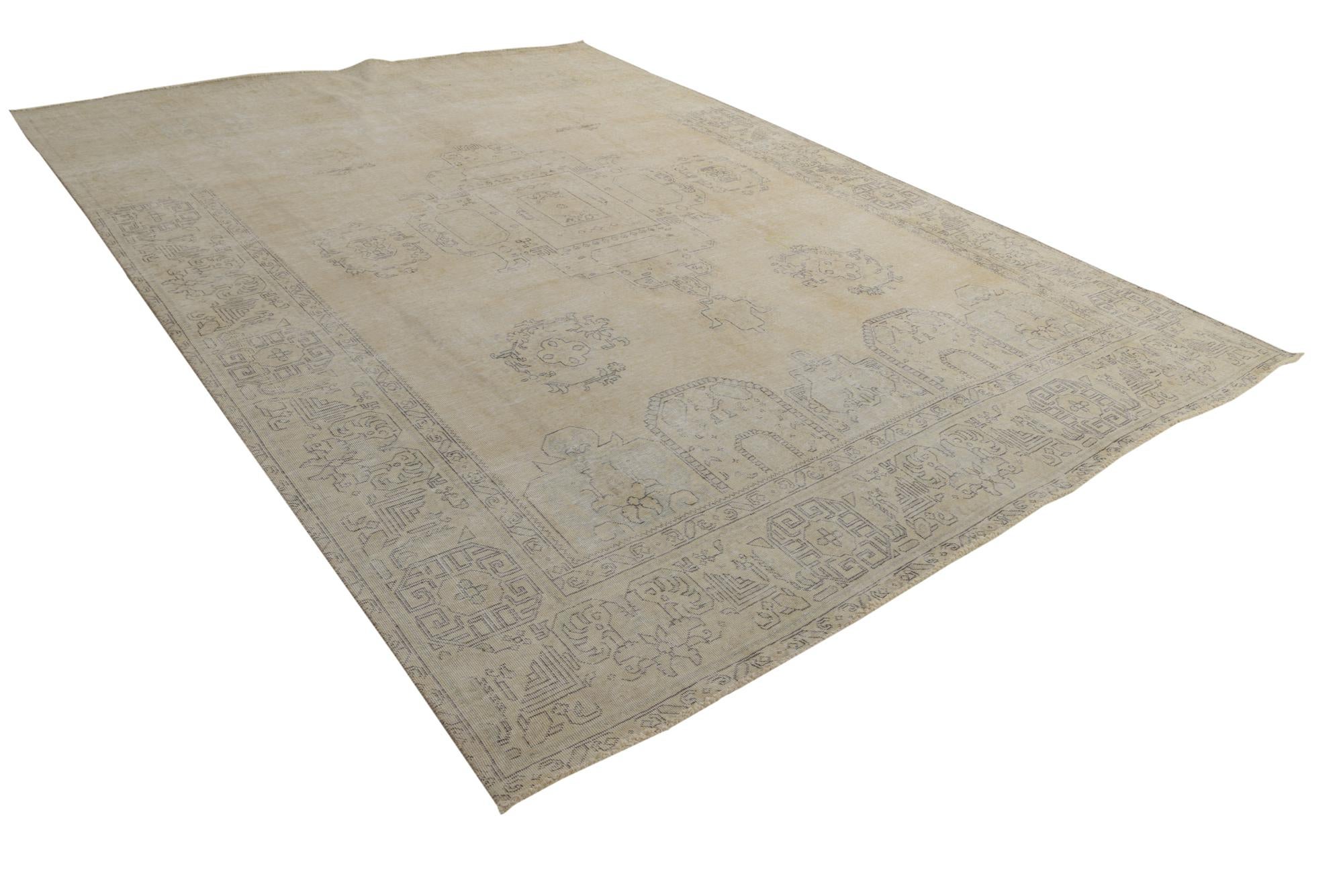 9' 4 x 12' 10 Hand Knotted Ultra Vintage Persian Wool Rug