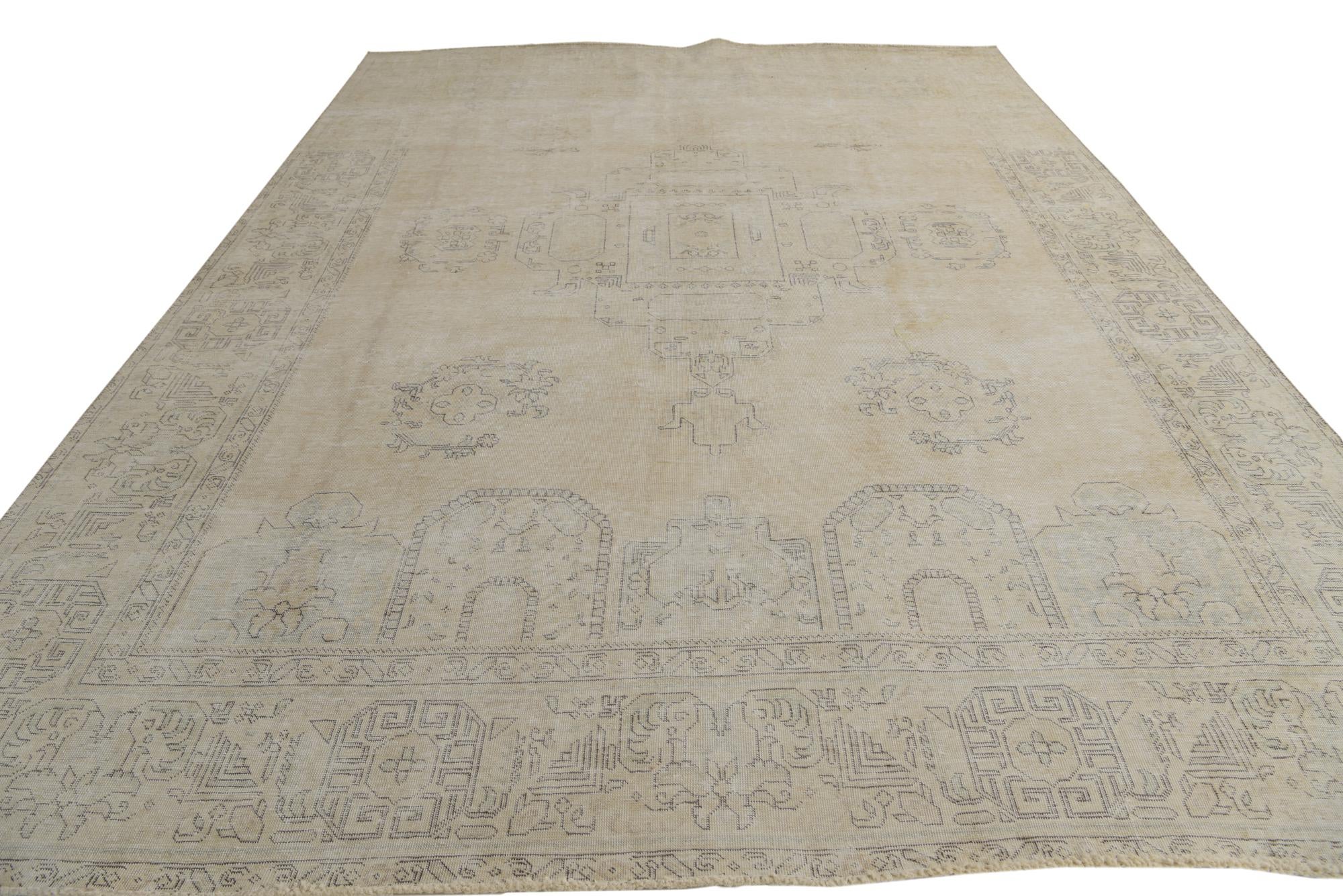 9' 4 x 12' 10 Hand Knotted Ultra Vintage Persian Wool Rug