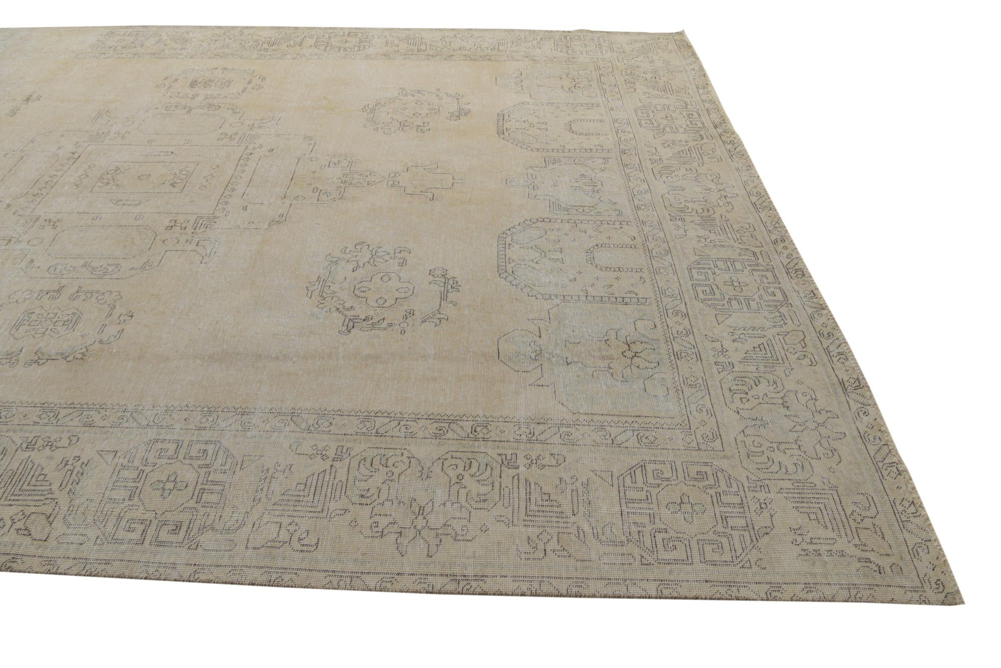 9' 4 x 12' 10 Hand Knotted Ultra Vintage Persian Wool Rug