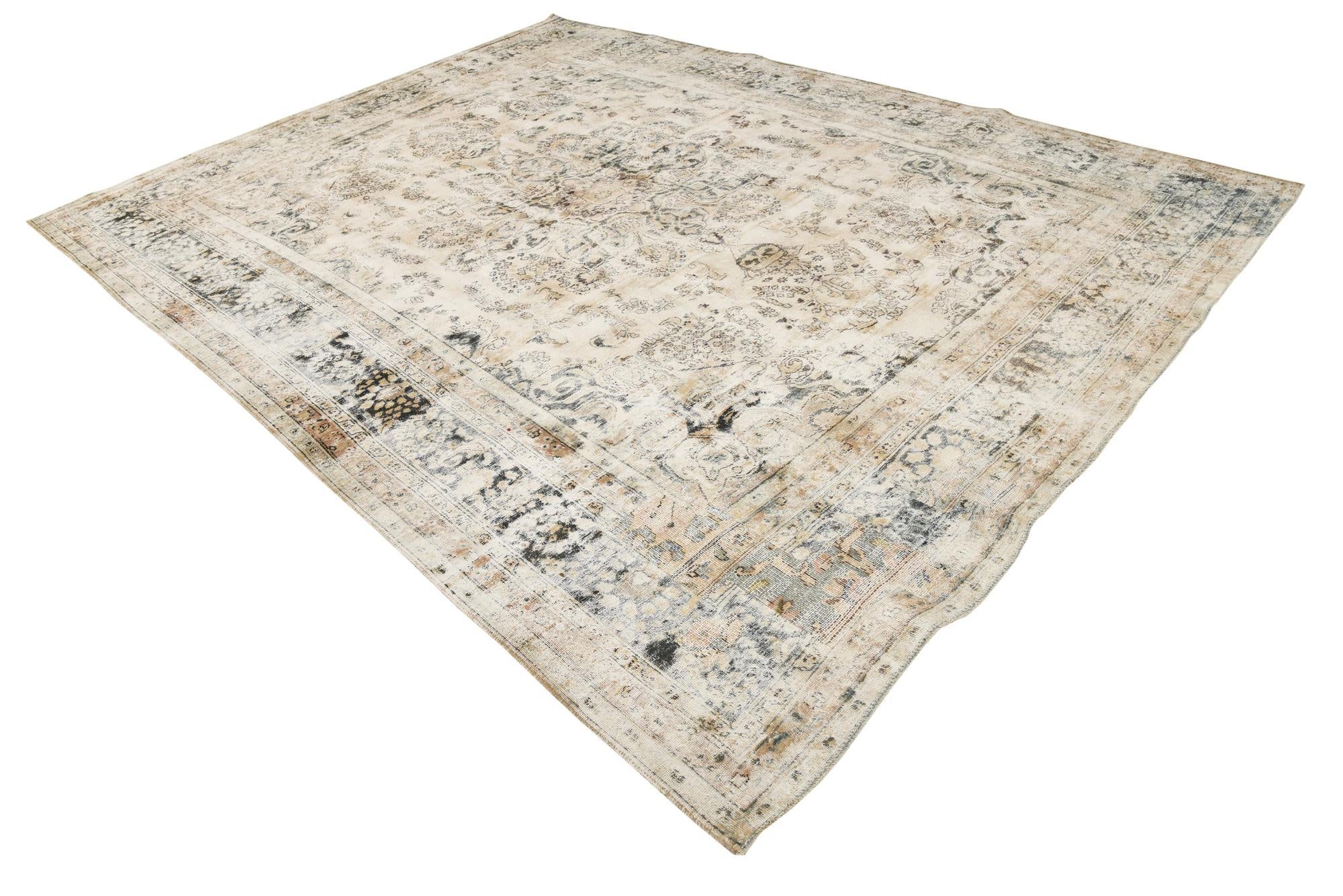 9' 5 x 12' 1 Hand Knotted Ultra Vintage Persian Wool Rug