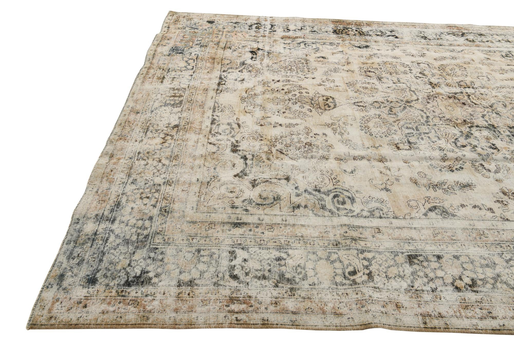 9' 5 x 12' 1 Hand Knotted Ultra Vintage Persian Wool Rug