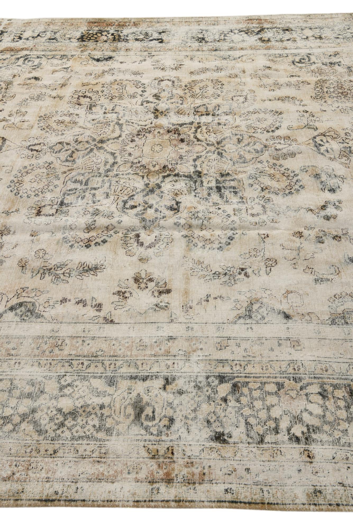 9' 5 x 12' 1 Hand Knotted Ultra Vintage Persian Wool Rug