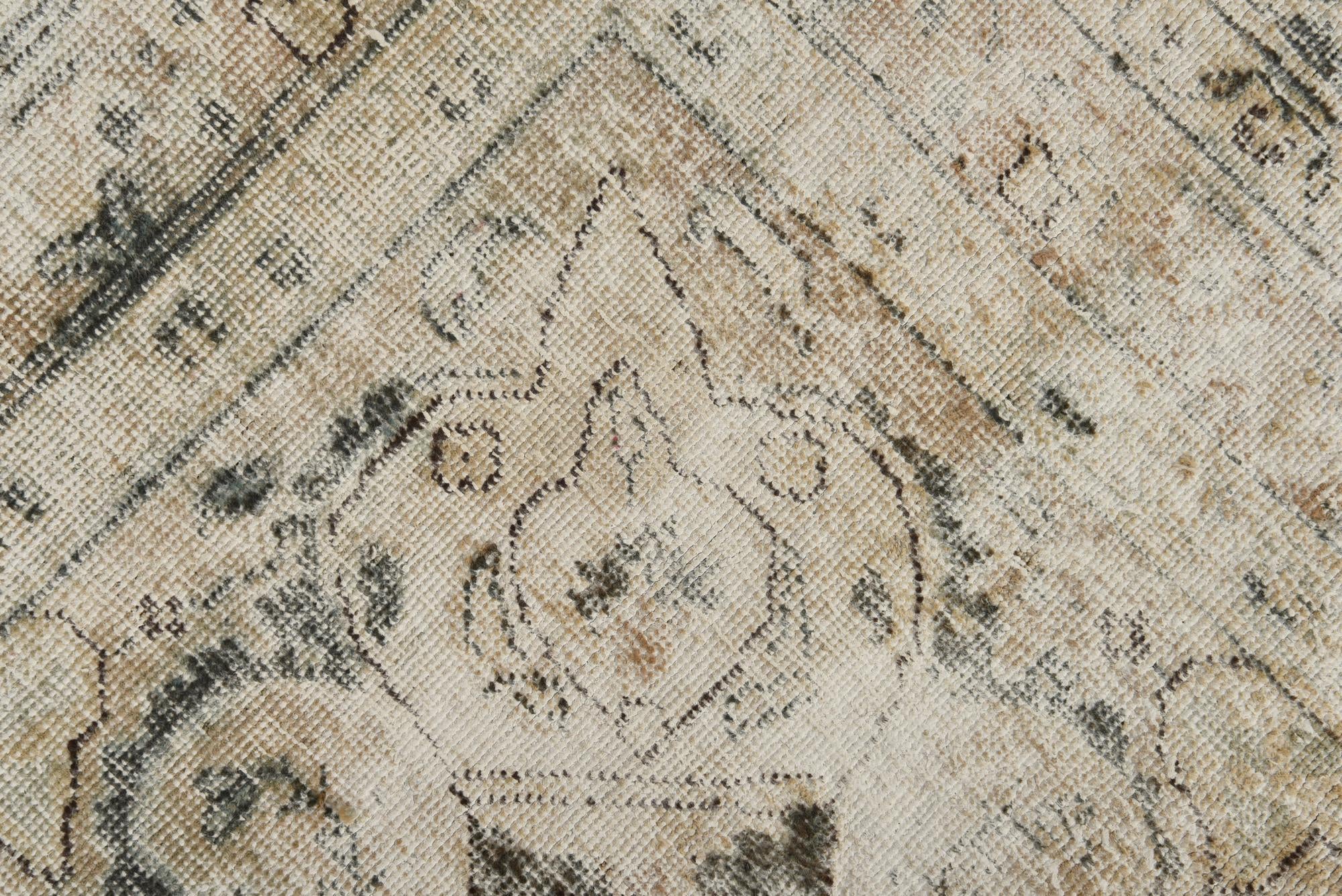 9' 5 x 12' 1 Hand Knotted Ultra Vintage Persian Wool Rug