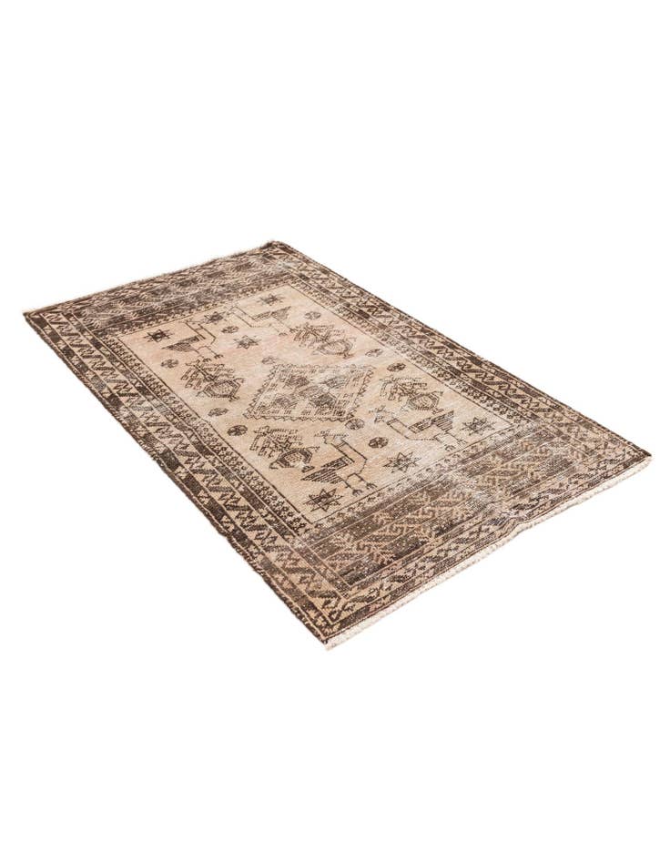 Detail image of 2' 6 x 4' 3  Hand Knotted Ultra Vintage Persian Wool Rug