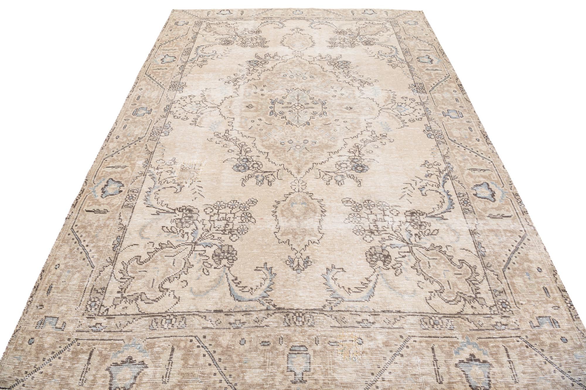6' 2 x 9' Hand Knotted Ultra Vintage Persian Wool Rug