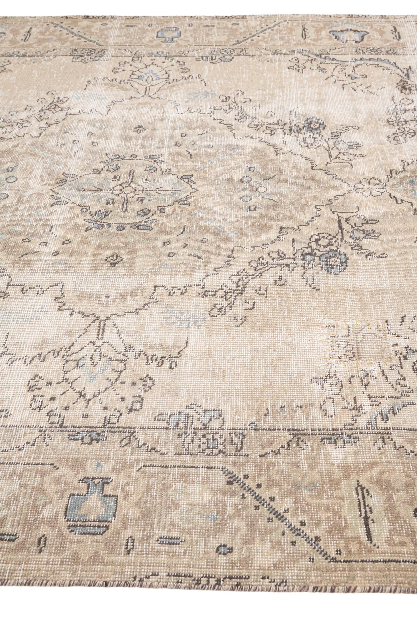6' 2 x 9' Hand Knotted Ultra Vintage Persian Wool Rug