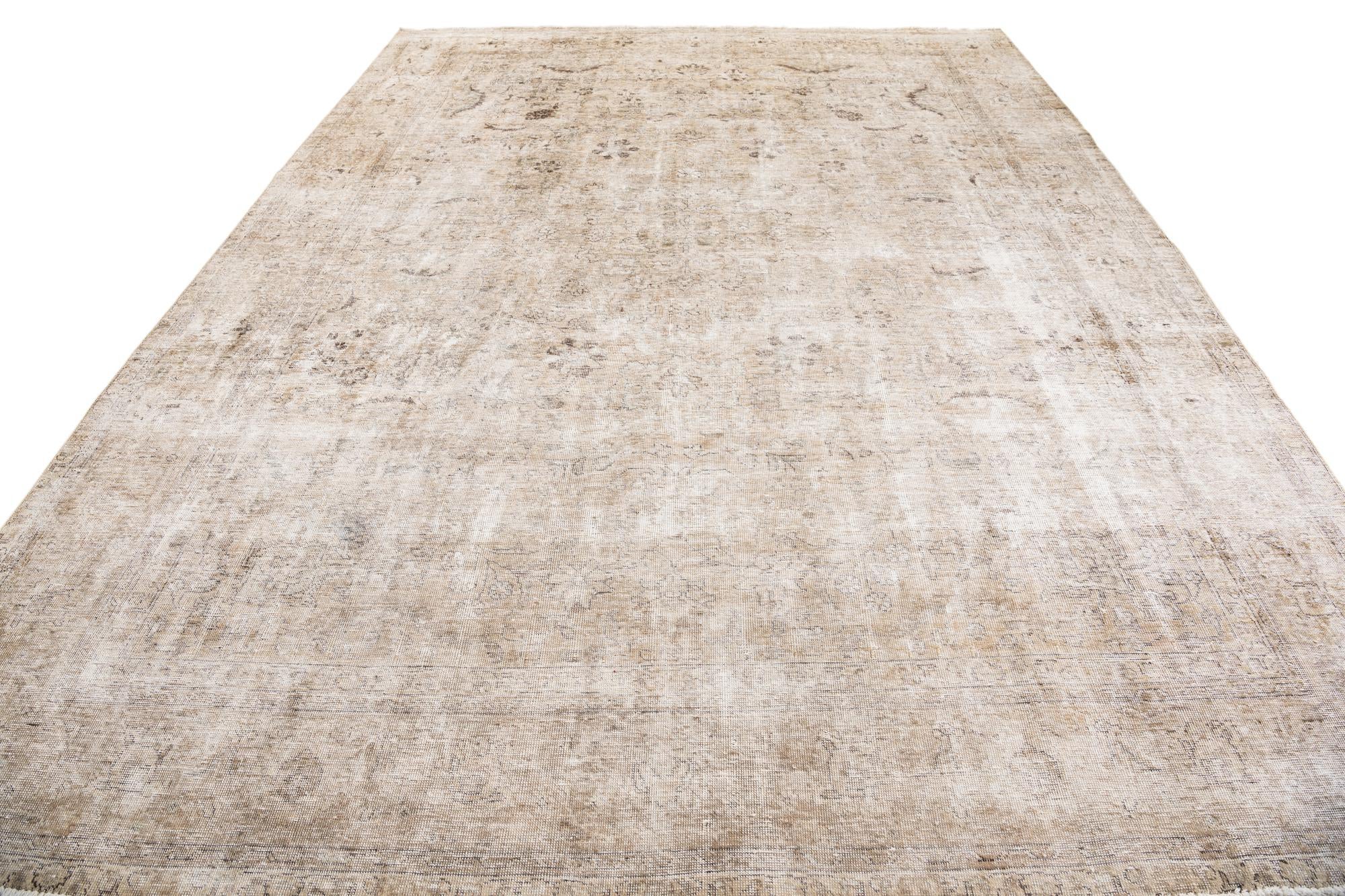 9' 4 x 12' 1 Hand Knotted Ultra Vintage Persian Wool Rug
