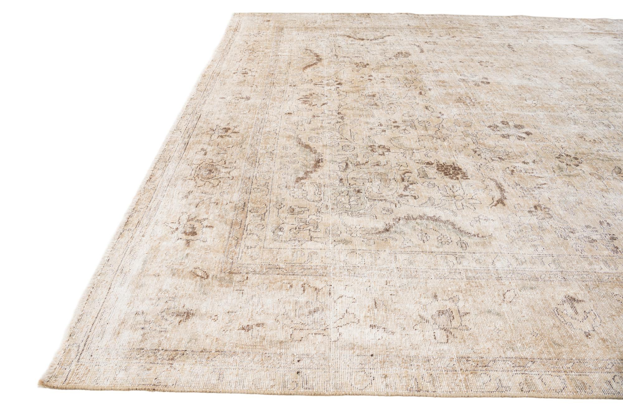 9' 4 x 12' 1 Hand Knotted Ultra Vintage Persian Wool Rug