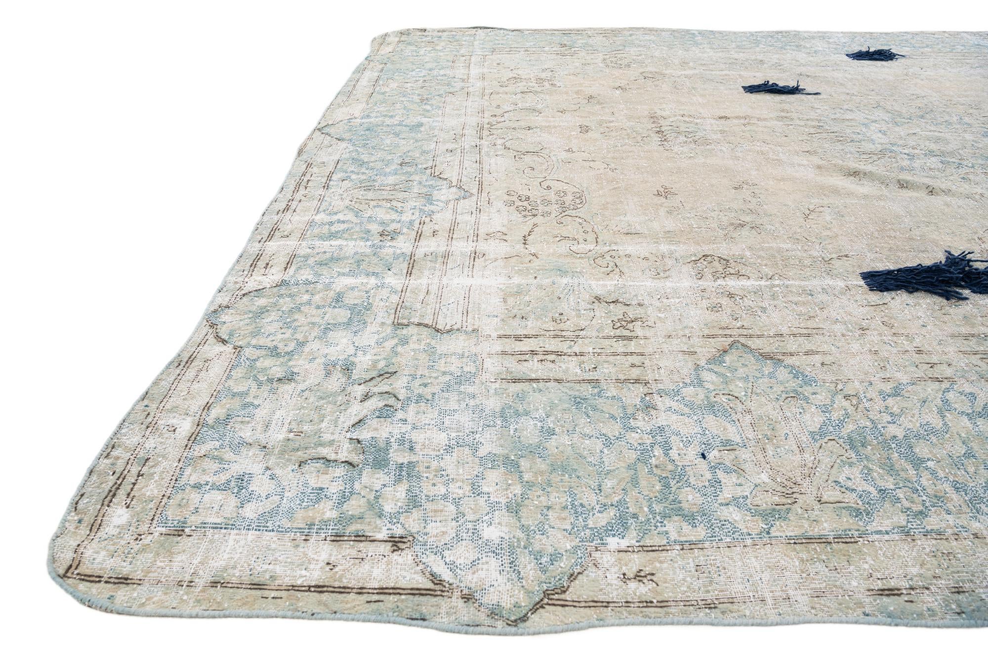 9' 2 x 12' 1 Hand Knotted Ultra Vintage Persian Wool Rug