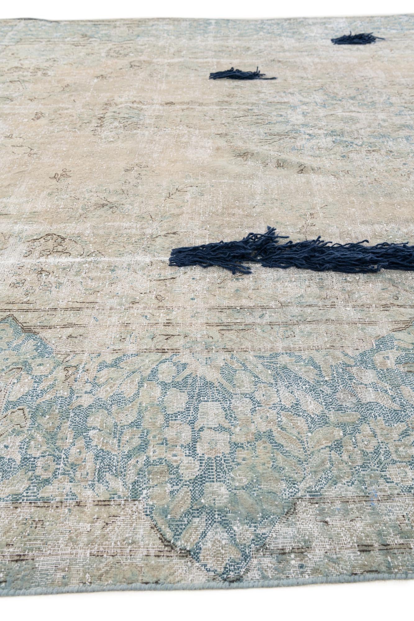 9' 2 x 12' 1 Hand Knotted Ultra Vintage Persian Wool Rug
