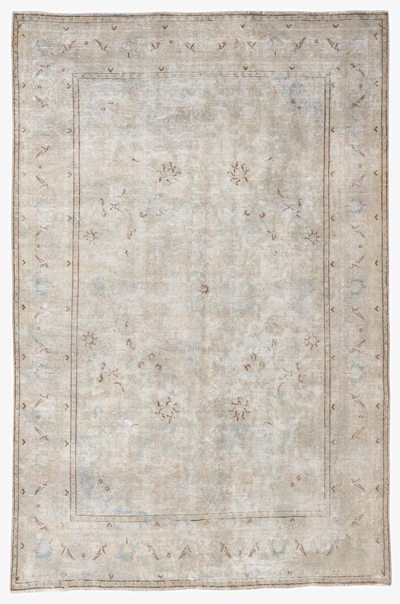 6' 3 x 9' 6  Hand Knotted Ultra Vintage Persian Wool Rug