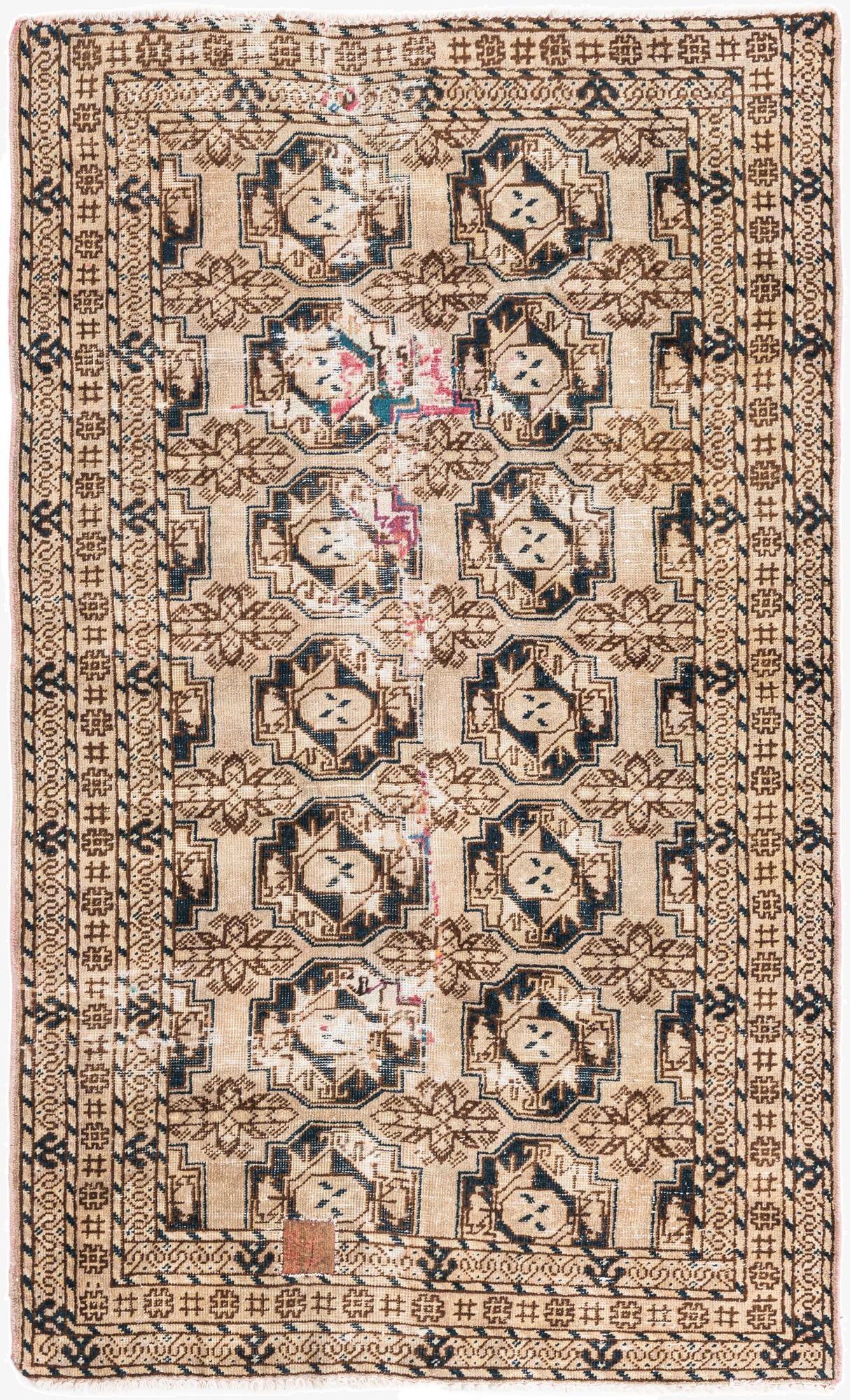 4' x 6' 7  Hand Knotted Ultra Vintage Persian Wool Rug