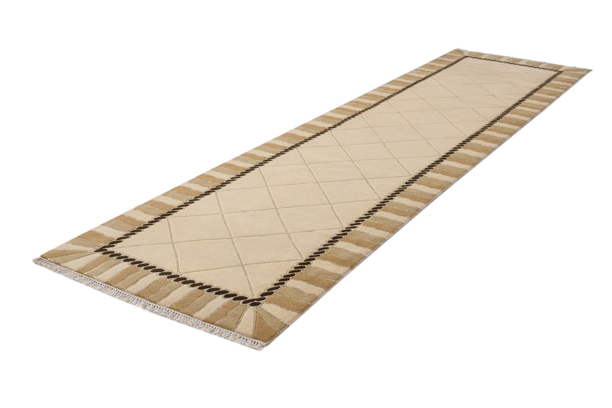 3' 3 x 13' Hand Knotted Darya Wool Runner Rug