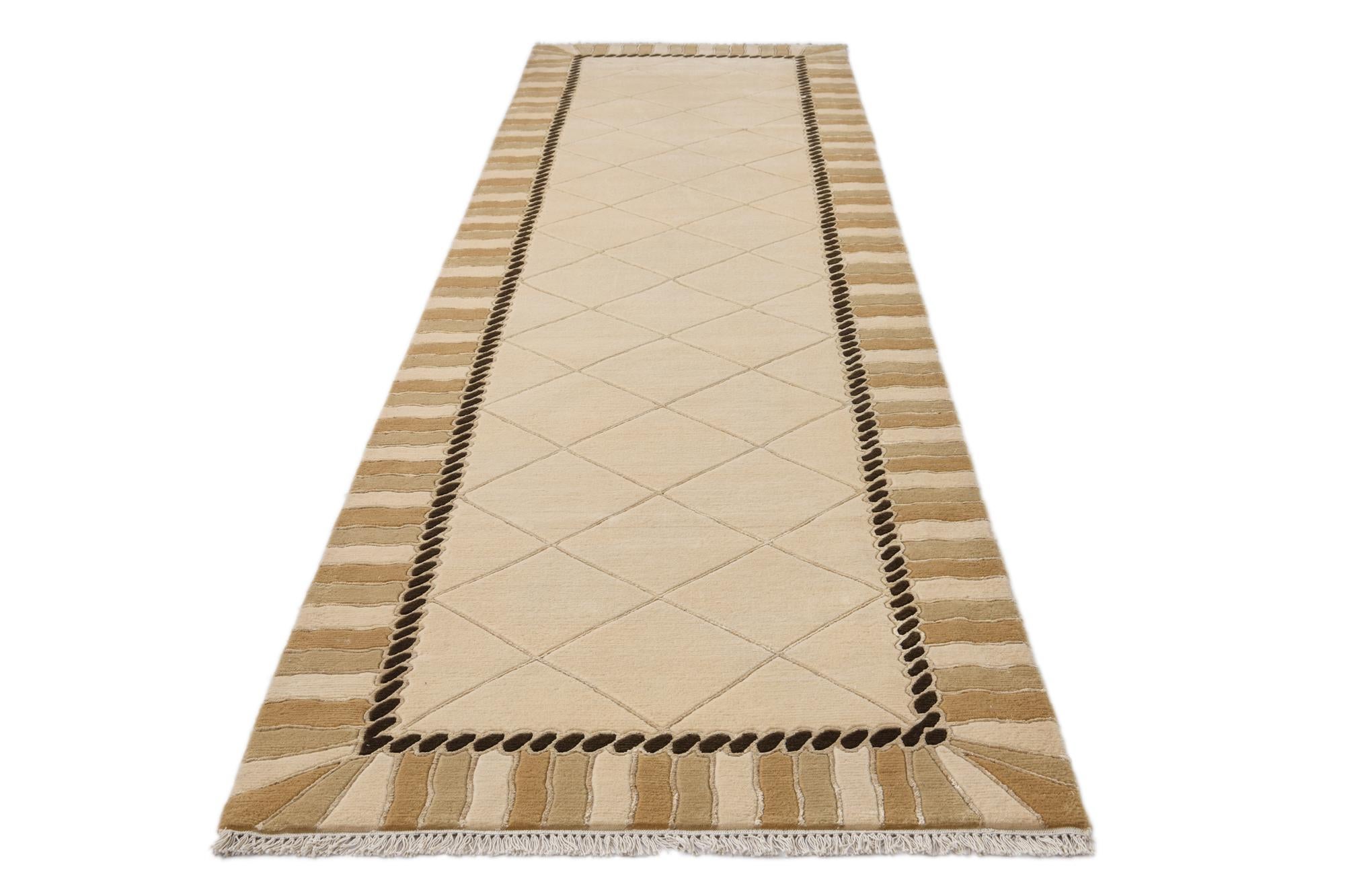 3' 3 x 13' Hand Knotted Darya Wool Runner Rug