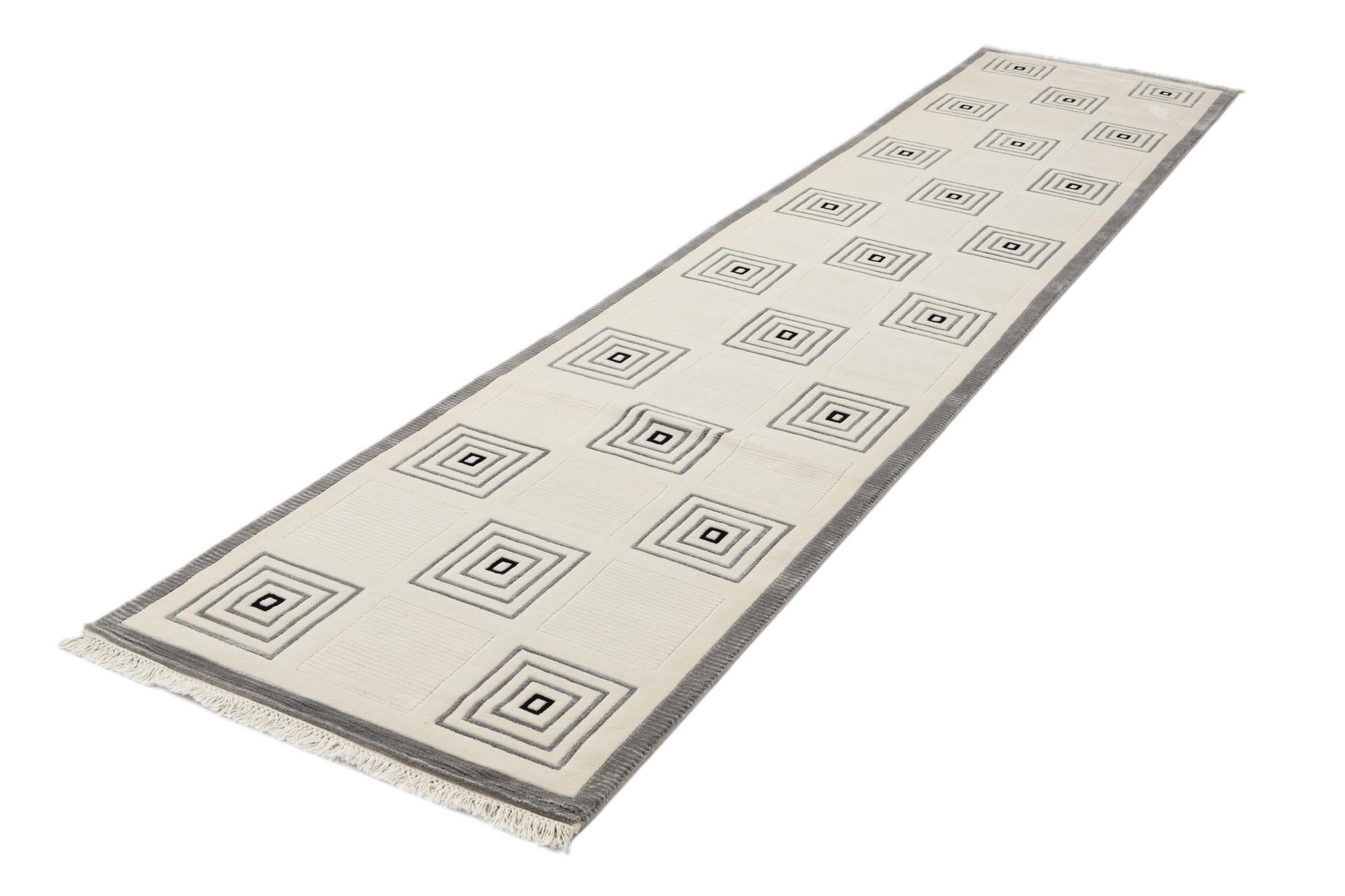 2' 7 x 13' Hand Knotted Darya Wool Runner Rug