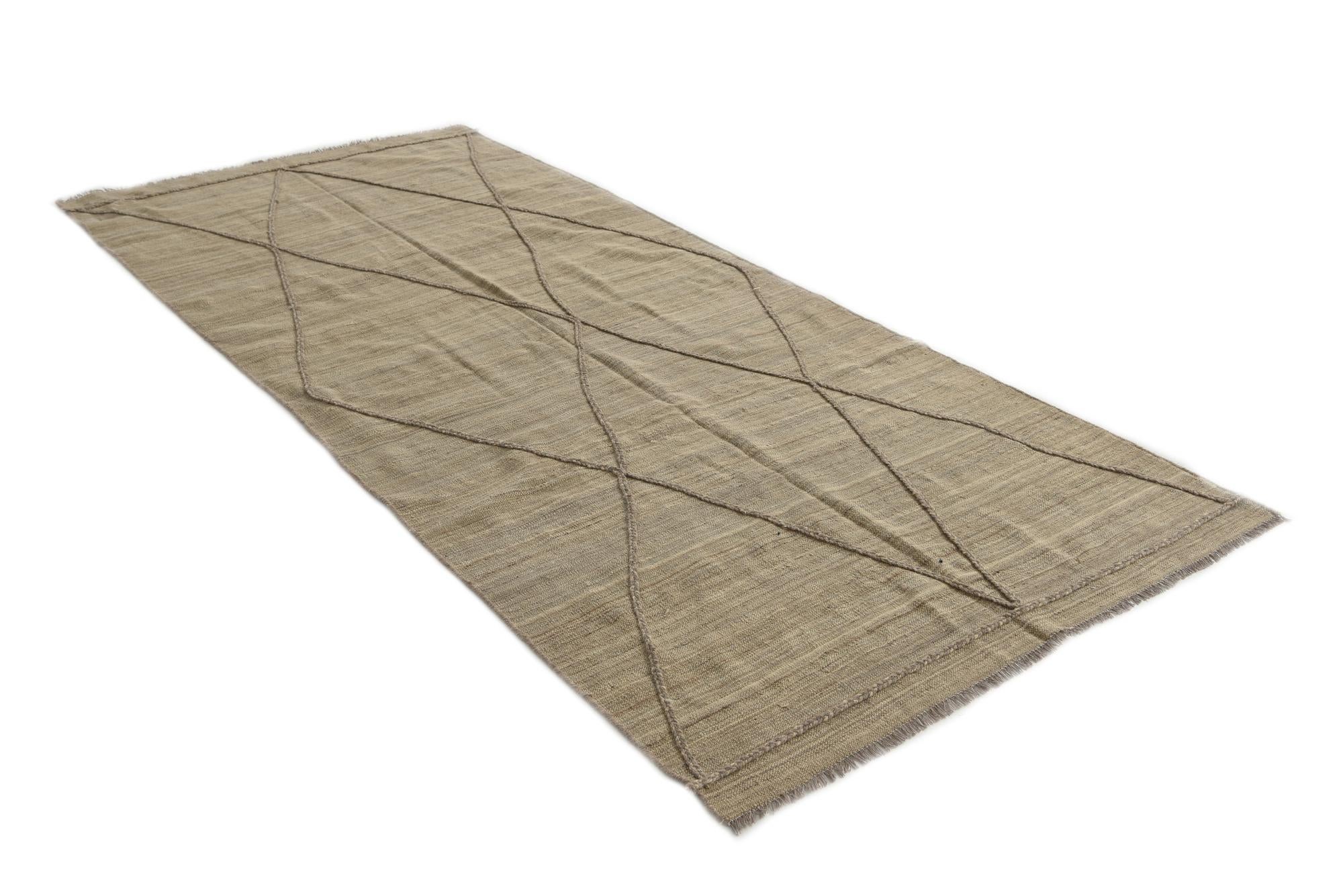 4' 6 x 9' 10 Hand Woven Kilim Modern Wool Runner Rug