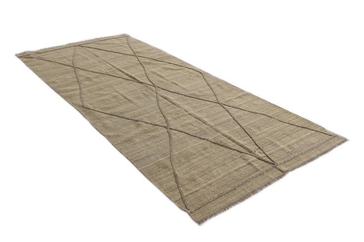 Detail image of 4' 6 x 9' 10 Hand Woven Kilim Modern Wool Runner Rug