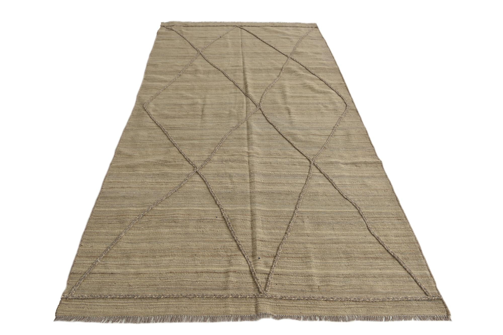 4' 6 x 9' 10 Hand Woven Kilim Modern Wool Runner Rug