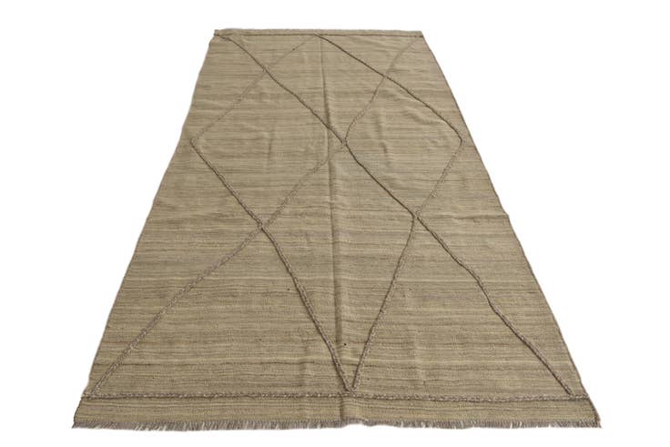 Detail image of 4' 6 x 9' 10 Hand Woven Kilim Modern Wool Runner Rug