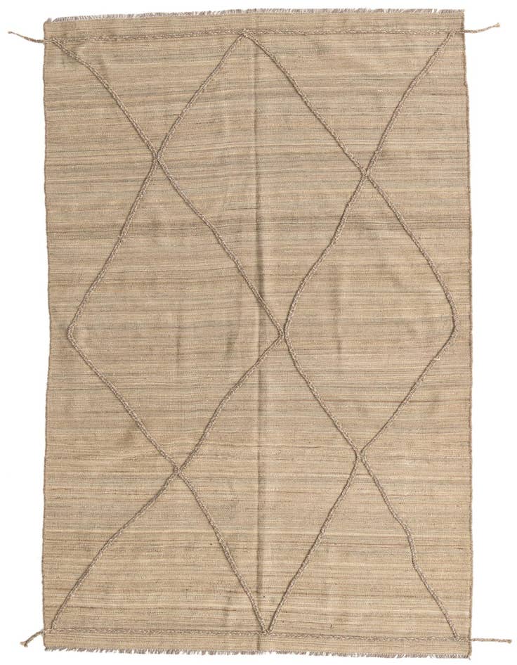 Detail image of 4' 6 x 9' 10 Hand Woven Kilim Modern Wool Runner Rug