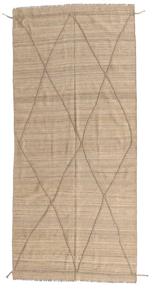 Detail image of 4' 6 x 9' 10 Hand Woven Kilim Modern Wool Runner Rug