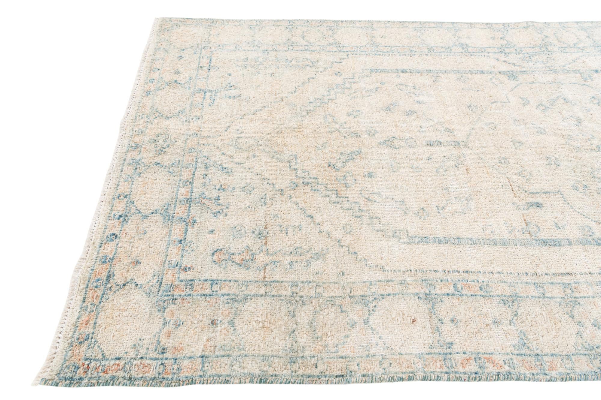 3' 10 x 8' 3 Hand Knotted Moroccan Wool Runner Rug