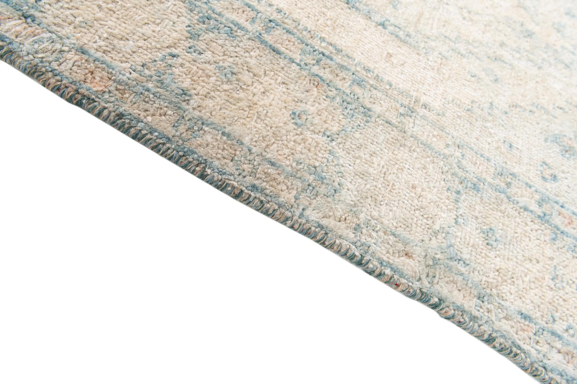 3' 10 x 8' 3 Hand Knotted Moroccan Wool Runner Rug