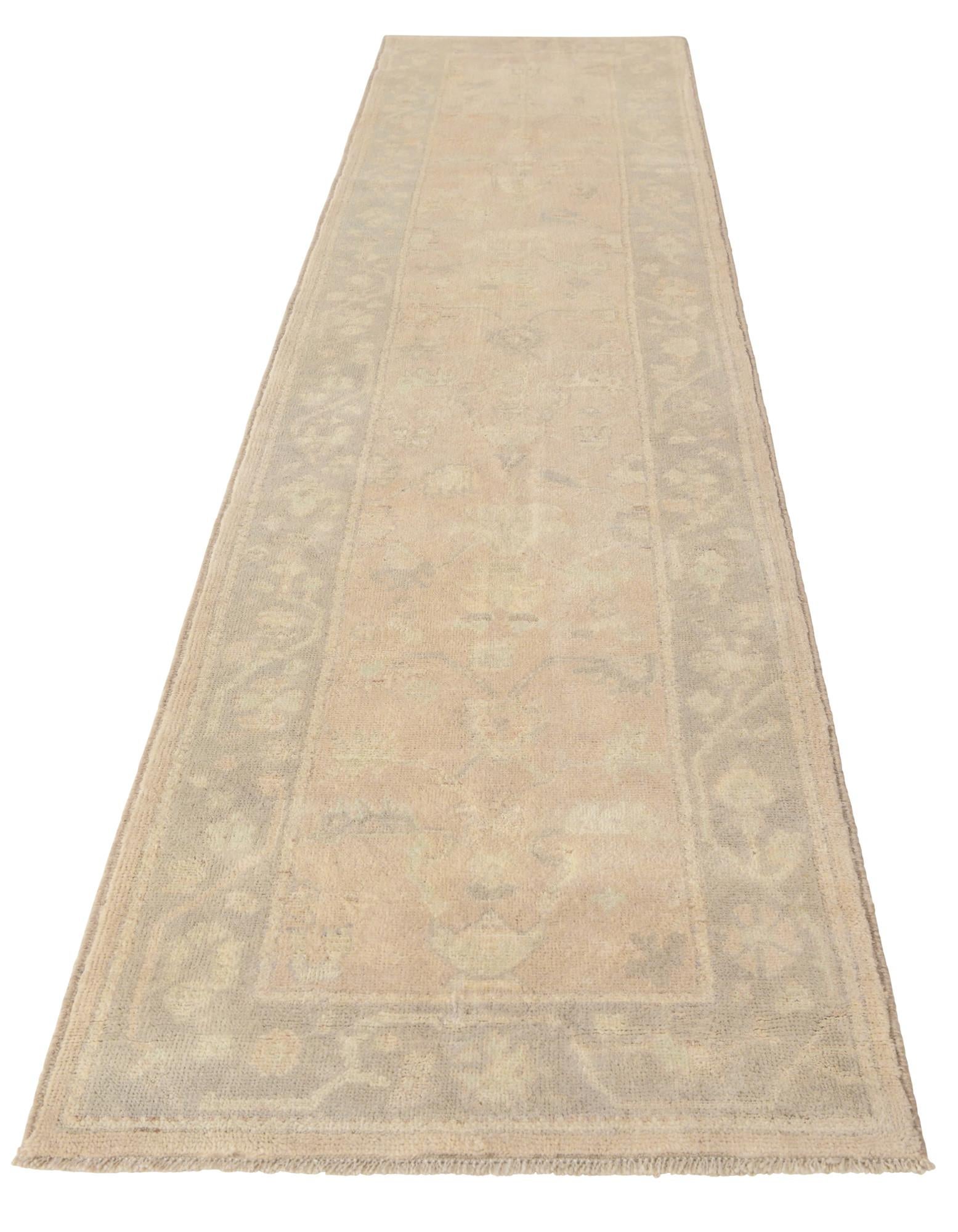 2' 8 x 11' 10 Hand Knotted Oushak Wool Runner Rug