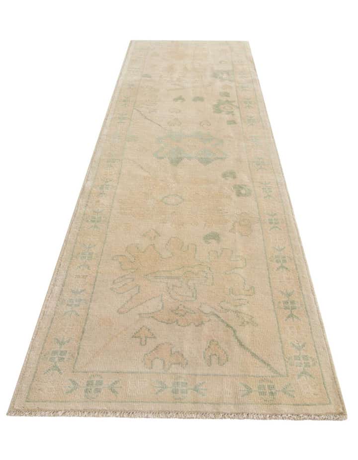 2' 9 x 9' 8 Hand Knotted Oushak Wool Runner Rug