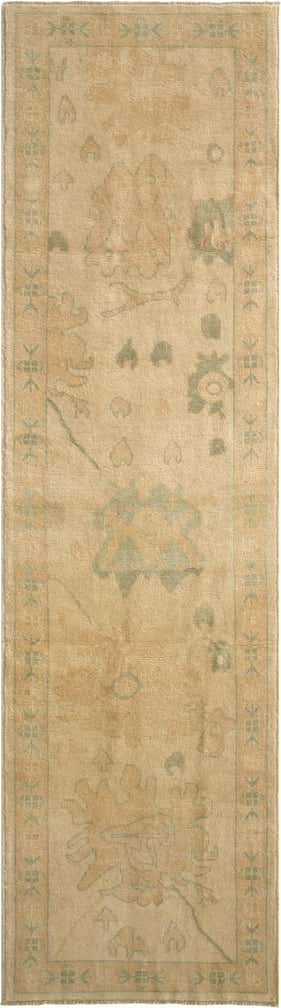 2' 9 x 9' 8 Hand Knotted Oushak Wool Runner Rug