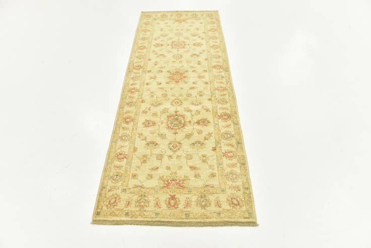 Detailfoto van 75cm x 195cm Handgeknoopt Peshawar Ziegler Loper Vloerkleed