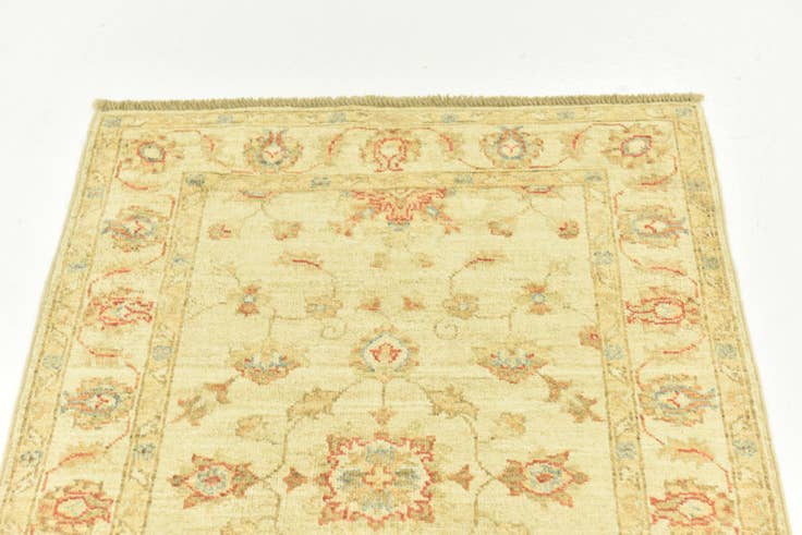 Detailfoto van 75cm x 195cm Handgeknoopt Peshawar Ziegler Loper Vloerkleed