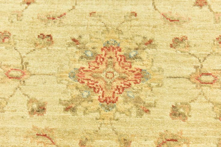 Detailfoto van 75cm x 195cm Handgeknoopt Peshawar Ziegler Loper Vloerkleed