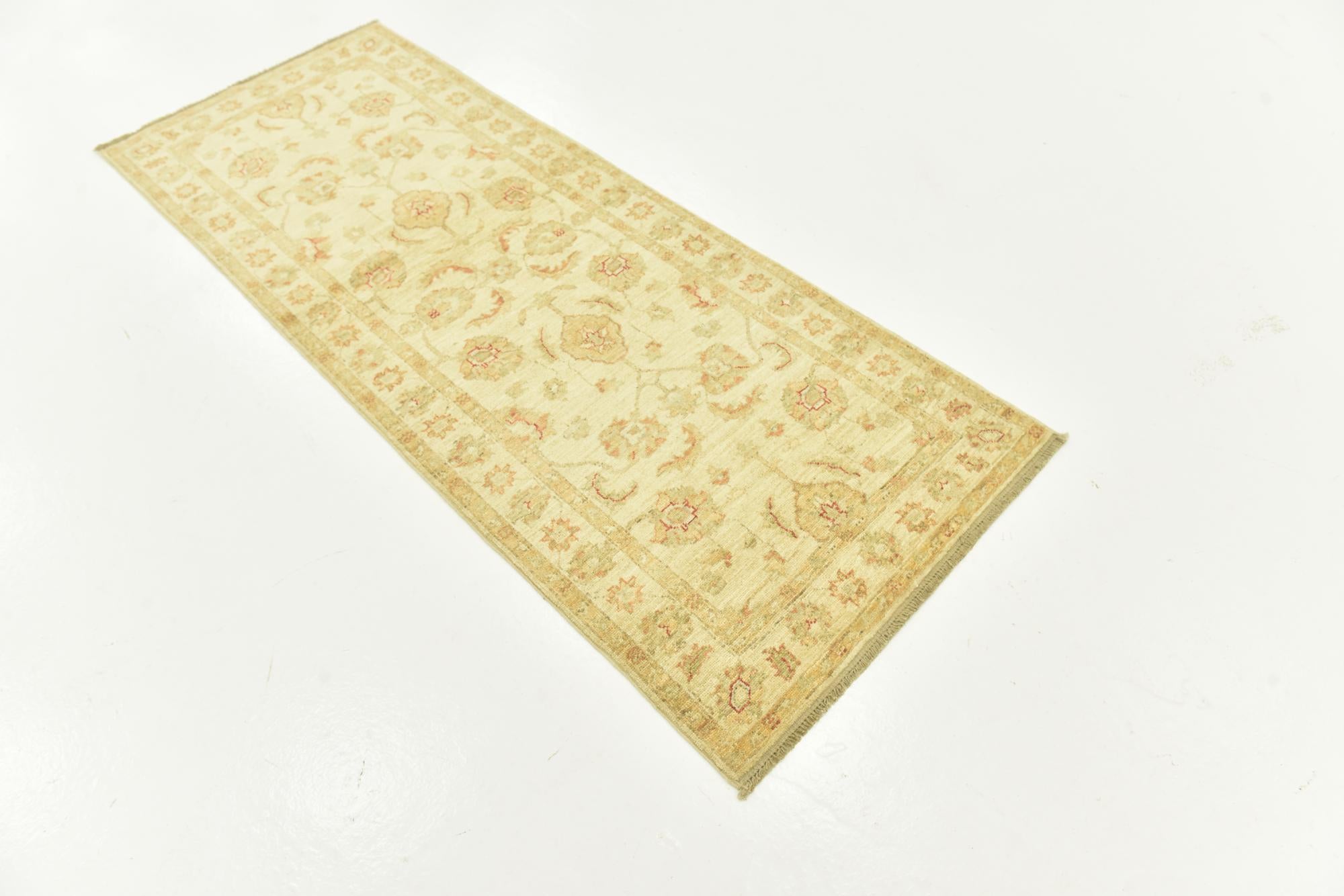 2' 6 x 6' 7 Hand Knotted Peshawar Ziegler Runner Rug