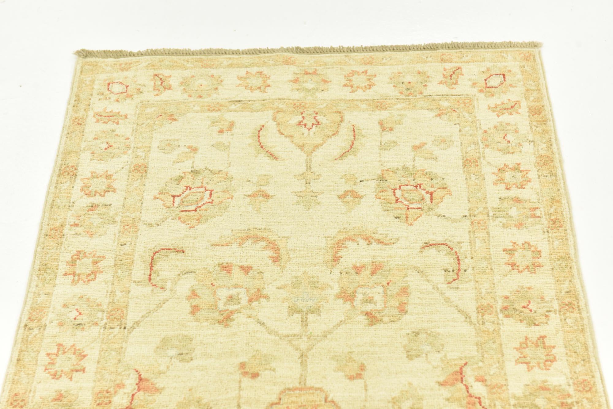 2' 6 x 6' 7 Hand Knotted Peshawar Ziegler Runner Rug