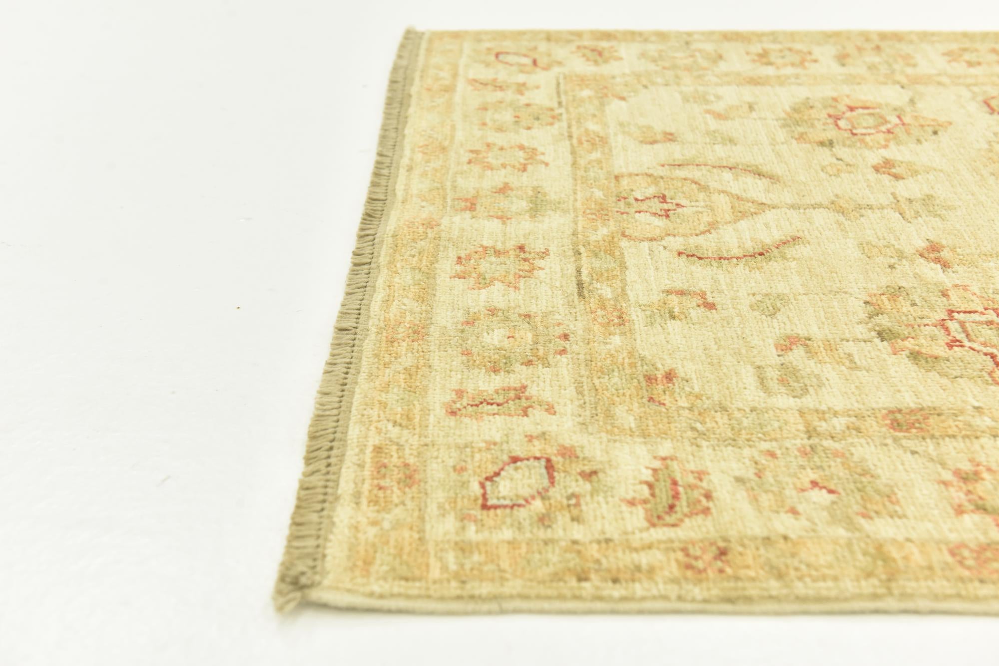 2' 6 x 6' 7 Hand Knotted Peshawar Ziegler Runner Rug